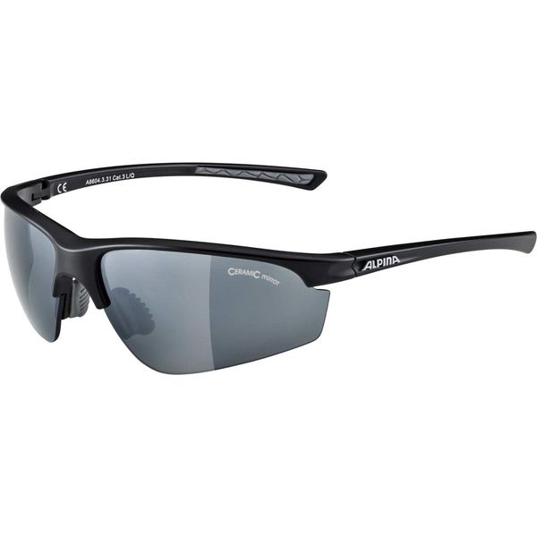 ALPINA TRI-EFFECT 2.0 - Indiv. Anpassbare, Bruchsichere Wechselscheiben Sport- & Fahrradbrille Mit 100% UV-Schutz Für Erwachsene, black matt, One Size