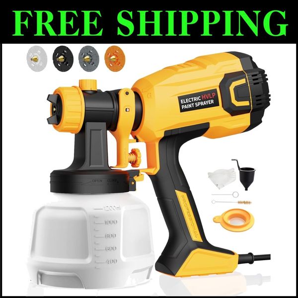 Portable HVLP Paint Sprayer with Adjustable Spray Width & Dust Blowing Function