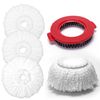 Circle Mop Replacement Heads 4 Pcs & 1 Round Scrub Brush Mop,Microfiber Spin Mop Head for 360 Magic Replace Mopping-Circle Shape Standard Size White