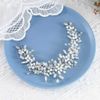 Handcess Pearls Bride Wedding Headbands Silver Rhinestone Headpieces Crystal Bridal Hair Accessories for Bride and Bridesmaids