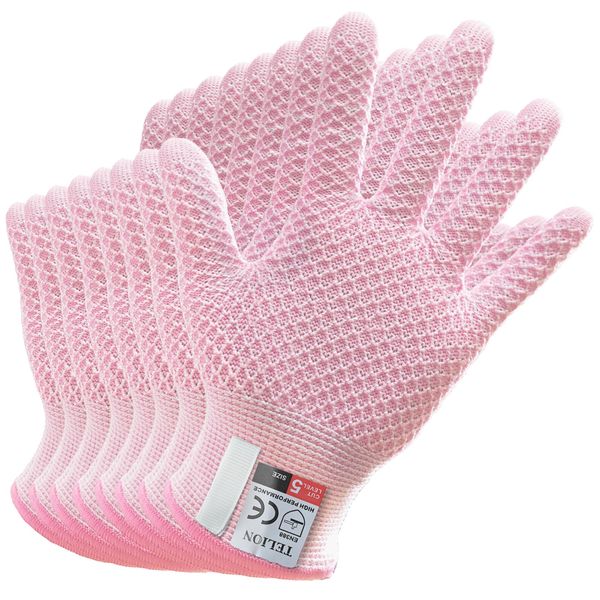 TELION Medium Cut Resistant Gloves, Pink, Unisex, Food Grade, 1 Pack