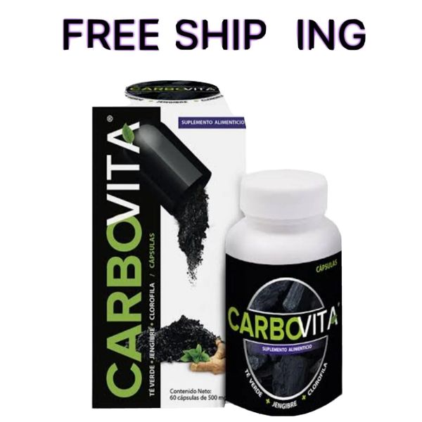 Carbovita Carbon Activado, Te Verde, Jengibre, Clorofila 60 Capsulas 500mg