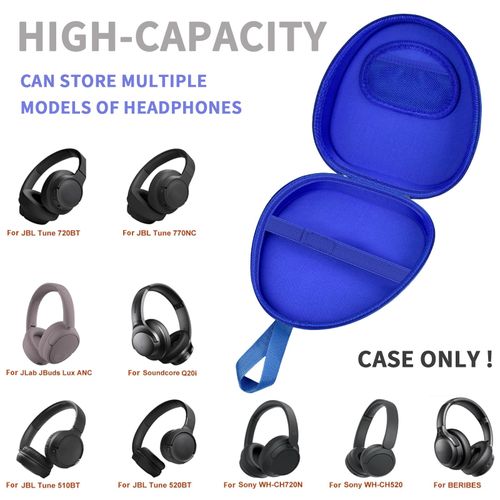 GWCASE Universal Headphones Case for JLab/for JBL Tune 510BT 720BT 770NC 520BT/ for Sony WH-CH520 WH-CH720N/ for BERIBES/for Soundcore Q20i Over-Ear Headphones, Stylish Design- Blue (Case only)