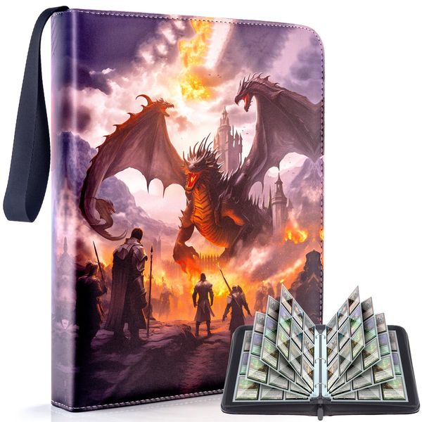 MewVeer Trading Card Binder for MTG/YGO/PTCG Cards, Holds 900 Cards, Game Collection Card Album, Trading Card Holder with Sleeves, Gifts for Boys/Girls