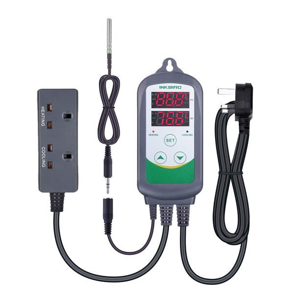 Inkbird ITC-308S Temperature Controller Digital Thermostat Controller with 1.97 Inches Replacement NTC Probe for Heating and Cooling