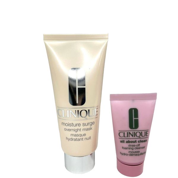 Clinique Moisture Surge Overnight Mask 3.4 Oz & Rinse-Off Foaming Cleanser 1 Oz