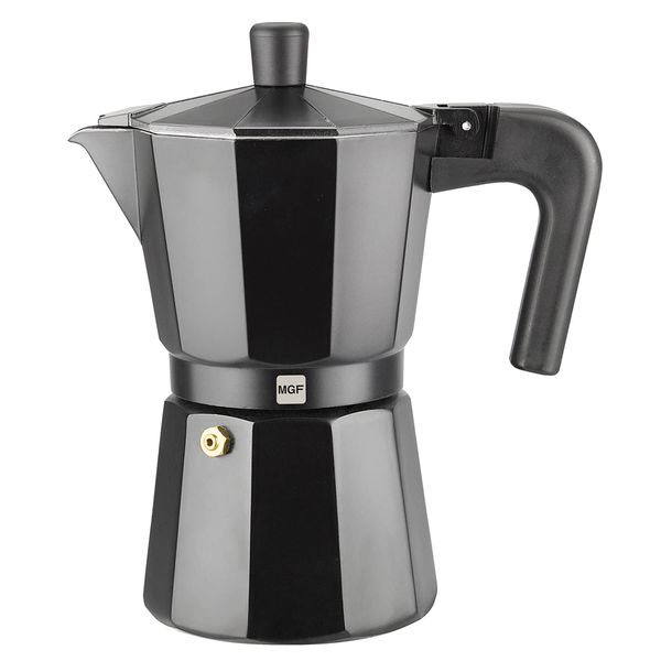 MAGEFESA ® Kenia Noir Stovetop Espresso Coffee Maker, 6 cups / 10 oz, make your own home italian coffee with this moka pot cuban cooffe, made in black enamelled aluminum, safe and easy to use, café