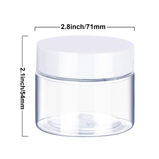 6 Pack 4 oz Plastic Pot Jars Round Clear Leak Proof Plastic Cosmetic  Container Jars with White Lids for Travel Storage Make Up, Eye Shadow,  Nails