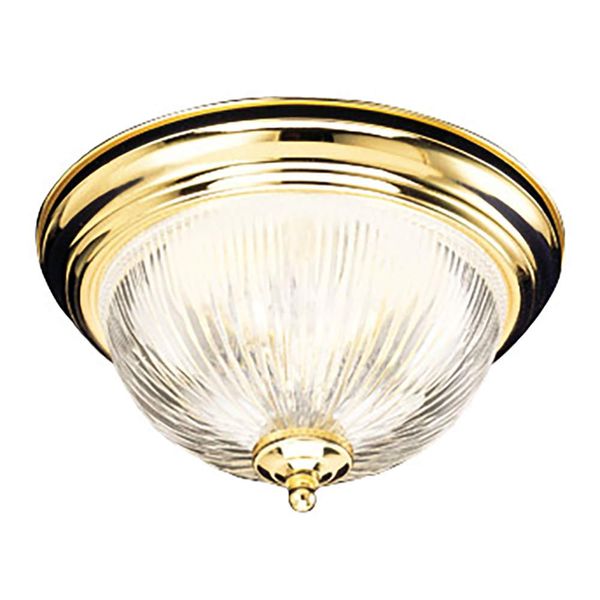 Design House 503037 Millbridge Traditional 1-Light Indoor Flush Mount Ceiling Light Dimmable Clear Ribbed Glass for Bedroom Dining Room Kitchen, Polished Brass, 11.25 in