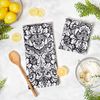 DII Cotton Damask Kitchen Dish Towels, 28 x 18 Set of 2, Low Lint Decorative Tea Towel for Everyday Cooking and Baking-Black