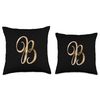 Monogram Alphabet Letter B Black Background Throw Pillow