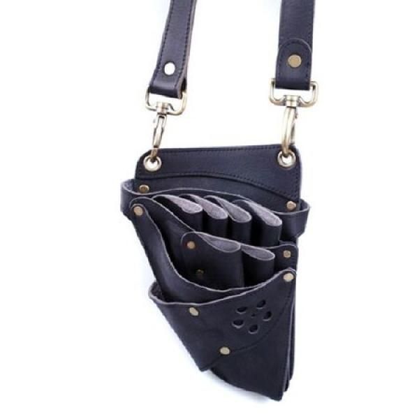 Full leather scissor case (for 6 pieces) scissor waist bag hair supplies beauty salon