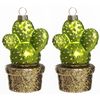 2pcs Blown Glass Cactus Ornaments for Christmas Tree