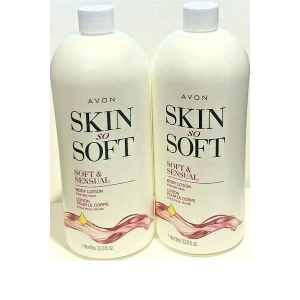 LOT OF 2 AVON SKIN SO SOFT SOFT & SENSUAL BONUS BODY LOTION 33.8 FL OZ~ NO PUMPS