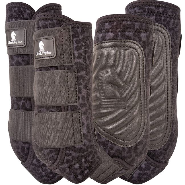 Classic Equine Classicfit Front and Hind Sling Boots, Black Leopard, Small