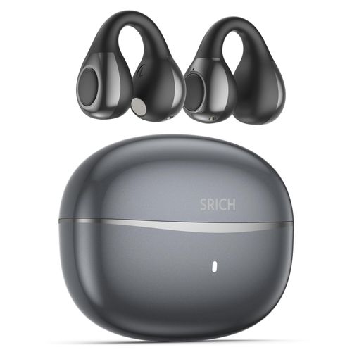SRICH AI Translation Earbuds Real Time,3-in-1 Translator with144 Languages & Accents, Audifonos Traductores Inglés Español,Open Ear Clip Wireless Headphones with Charging Case fit iOS & Android, Black