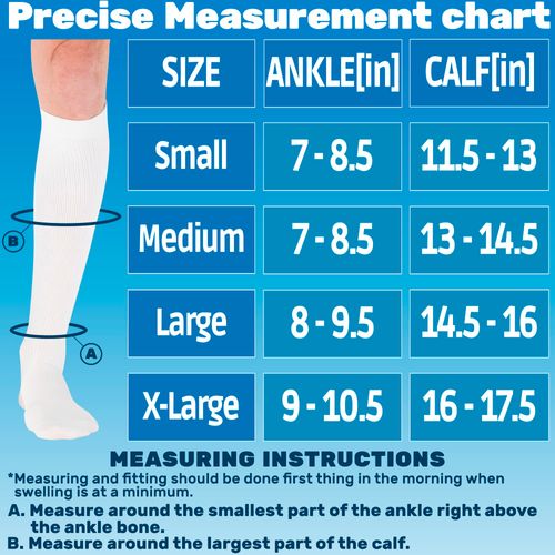 Made in USA - Compression Knee High Men 20-30mmHg - Mens Graduated Compression Stockings for Swelling, Lymphedema, Post Surgery - White, Medium - A104WH2
