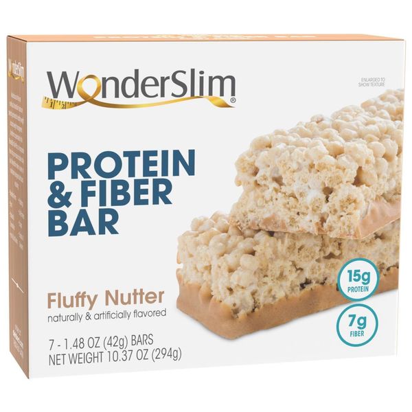 WonderSlim Protein & Fiber Bar Fluffy Nutter 15g Protein 6g Fiber Gluten Free...