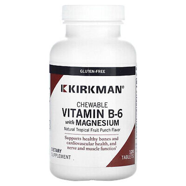 Chewable Vitamin B-6 with Magnesium, Natural Tropical Fruit Punch, 120 Tablets