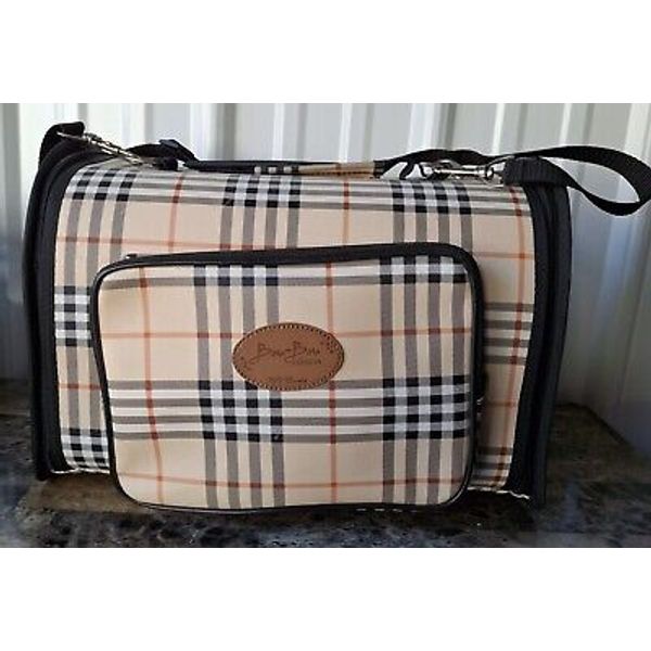 BOU BOU Small Pet Carrier By Camelot Paid Black And Tan