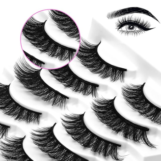 False Eyelashes Russian Strip Lashes D Curly, MLEN DIARY Fluffy Wispy 4D Effect False Eye Lashes Thick Natural Eyelashes Reusable Fake Lashes Extension 5 Pairs (Spice Girl)