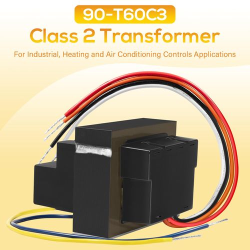 90-T60C3 24VAC 60-VA Foot Mount Class 2 Transformer for Industrial, Heating and Air Conditioning Controls Applications, Color Coded Primary Leads