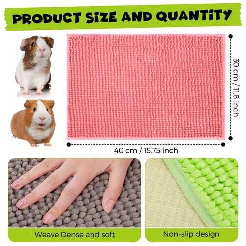 Barydat 8 Pcs Guinea Pig Cage Liner for Guinea Pig Cage Bedding Reusable Rabbit Mat Pad Washable Training Pad Animal Sleeping Bedding Mat(16x12'',Gray, Green, Pink, Blue)