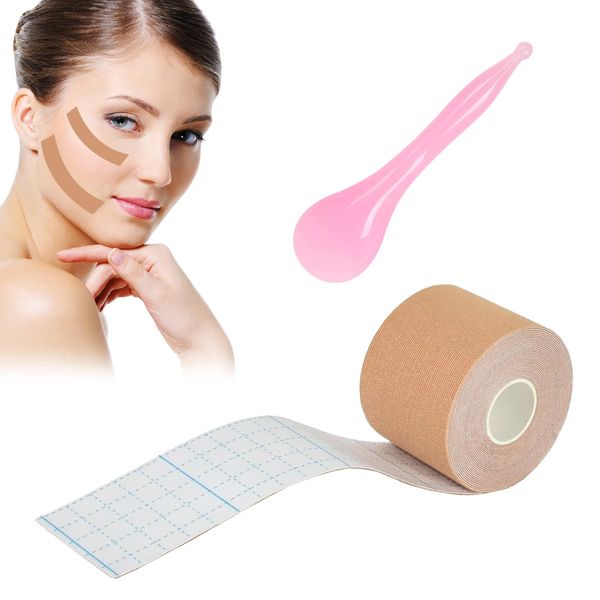 Myofasziales Gesichtstraffungsband,Wrinkle Patch,Gesichtsglättungspflaster,Anti-Falten-Patches,Anti Wrinkle Patches,Face Lifting Tape,Festigt Haut und Stellt Die ElastizitäT Wieder Her,2,5cm*5m