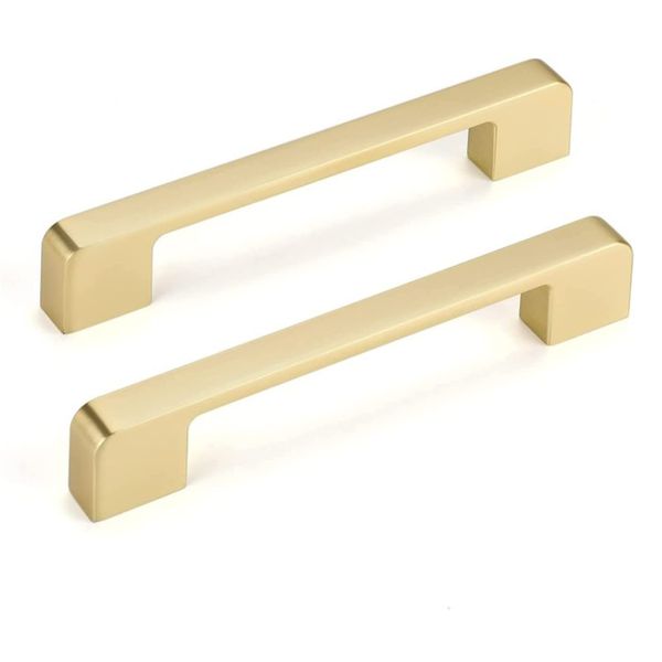 LONTAN 5 Pack Drawer Handles 160mm Gold Kitchen Cupboards Handles Bathroom Cabinet Handles Square Cupboard Door Handles Furniture Handles Cabinet Pull Handles Zinc Alloy