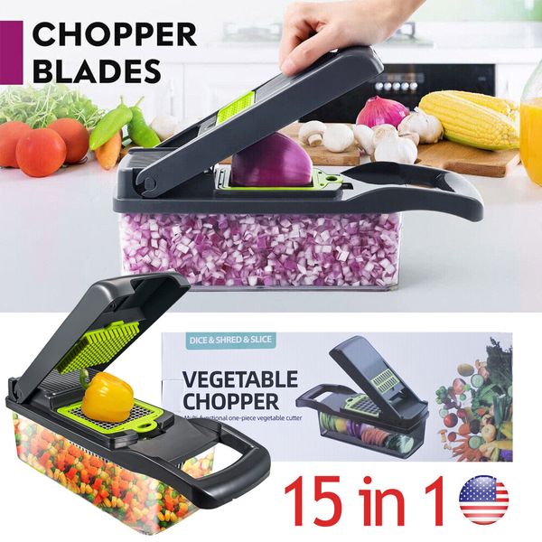 15-In-1 Vegetable Fruit Chopper Cutter Food Onion Veggie Dicer Slicer Kitchen