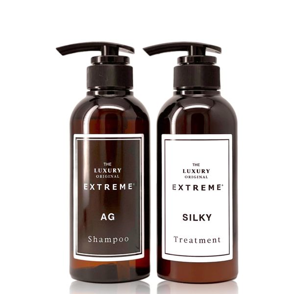 (Official) The Luxury Original Extreme Shampoo AG + Extreme Treatment SILKY Organic Salon Exclusive Argan Oil Hair Care Set, 10.1 fl oz (300 ml) / 10.2 oz (290 g)