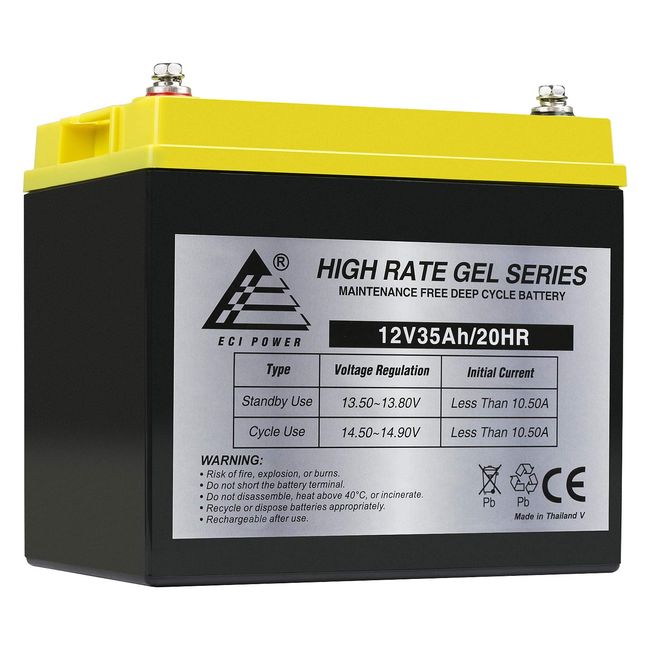 12 Volt 35AH Rechargeable Gel Type Deep Cycle Battery ExpertPower