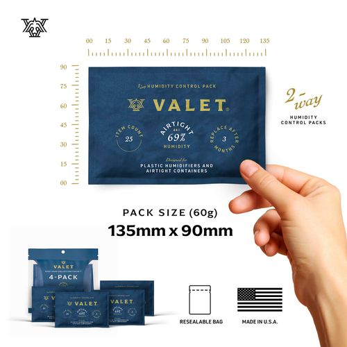 Valet 69% Two-Way Humidity Control Packs for Plastic Containers, 4-Pack, 60g Each, Moisture Absorbers, Natural Craft Paper Design with Resealable Bag