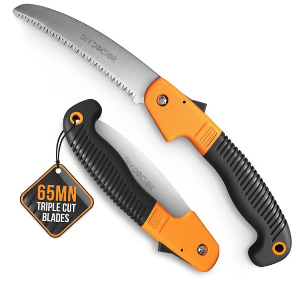 DIY Doctor Hand Saw for Wood and Trees - 19cm 65MN High Carbon Steel Blade - Pruning Saw for Trees - Camping Folding Saw - Garden Hand Saw Bushcraft - Triple Cut Blades with 9 Teeth per Inch