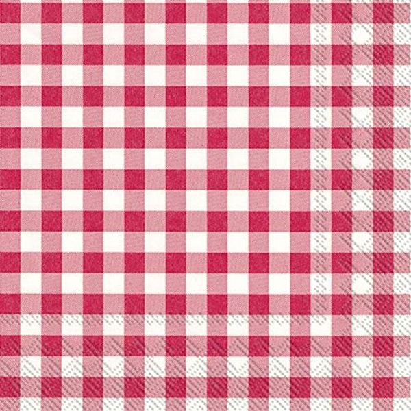 IHR TAVERNA red Big Red Gingham Check Luncheon Paper Table Napkins 20 in a pack 33cm square