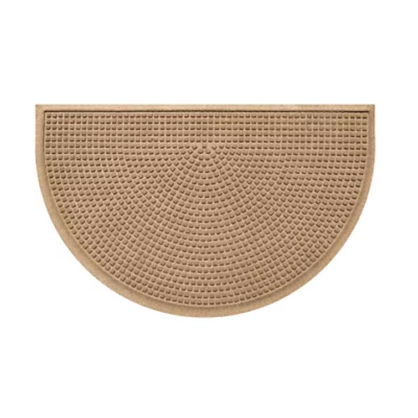 Squares 24 in. x 39 in. Half Round PET Polyester Indoor Outdoor Doormat Camel