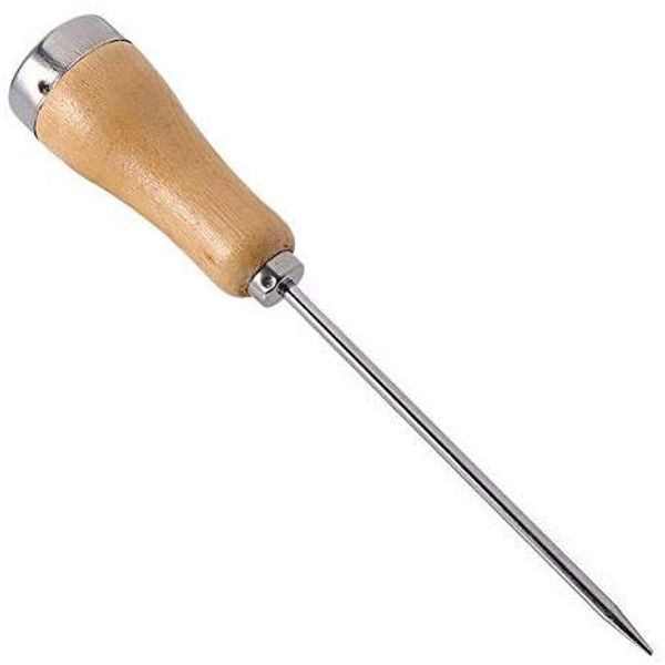 Stainless Steel Ice Pick Punch Kitchen Tool Wooden Handle Metal Cover