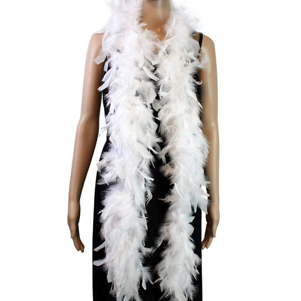 40 Gram 72" Long, Turkey Chandelle Feather Boa, Dancing Wedding Crafting Party Dress Up, Halloween Costume Decoration(white)