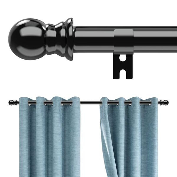 Extra Long Curtain Rods 120 to 200 inch, Heavy Duty 1 inch Curtain Rods for Windows Easy Install, Adjustable Metal Thick Drapery Rods for Bedroom, Patio, Living Room, Black