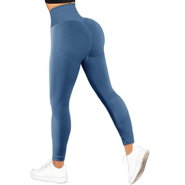 SUUKSESS Women Seamless Butt Lifting High Waisted Leggings Ombre Contour Yoga Pants (Navy Blue, M)