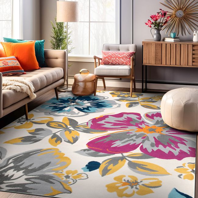 Rugshop Rugs Modern Floral Design Carpet Rugs for Living Room Rugs for Sale 5x7