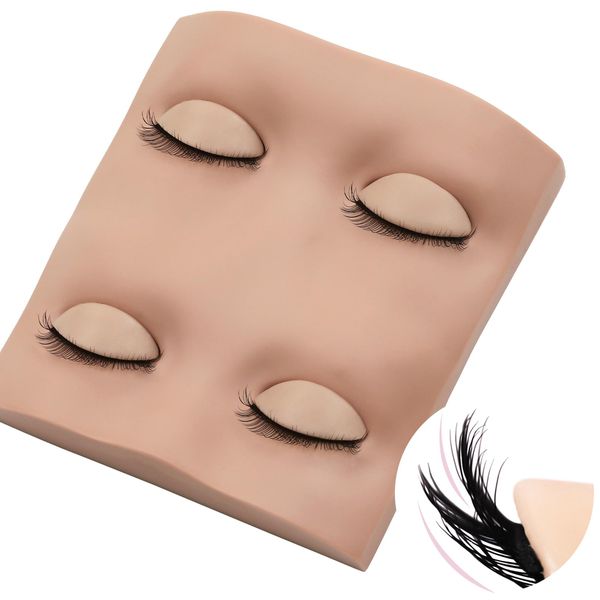 Pretty memory 2 Layer Lash Mannequin Head, with 2 Pairs Removable Lash Practice Eyelids, Realistic Eyelash Mannequin Head, Makeup Soft-Touch Rubber Lash Tech Supplies for Practice Training