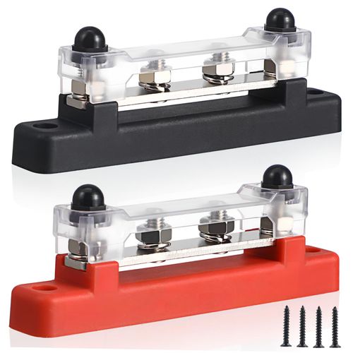 Mobestech 2sets Bus Bar Terminal Block Block with Protective Cover for Rvs and Yachts Strong Easy to Install Multi-Functional Battery Distribution for Applications