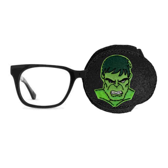 Kids and Adults Reusable Embroidered Orthoptic Eye Patch For Amblyopia Lazy Eye Occlusion Therapy Treatment HulkBlack (Left Eye Cover)