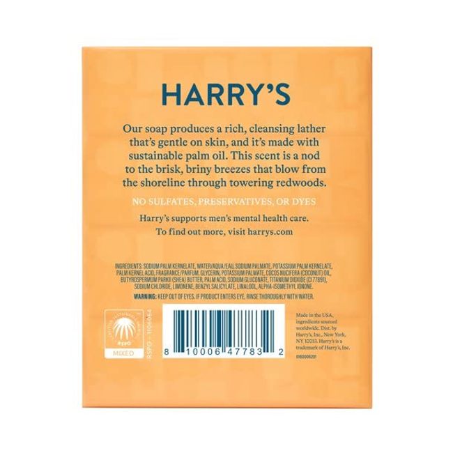 Harrys Bar Soap 4 Pack Stone, Shisco, Redwood, Fig