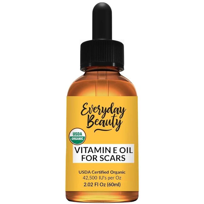 Organic Vitamin E Oil for Scars - USDA Certified 100% All Natural 2.02 Fl Oz