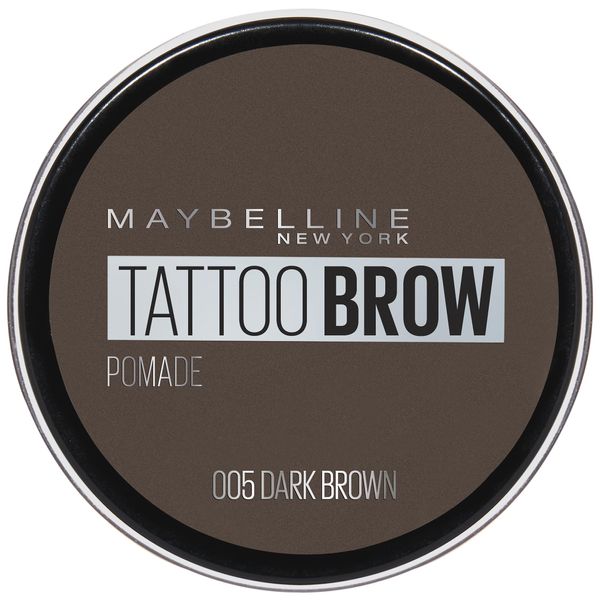 Maybelline Tattoo Brow Pomade Pot Cera per Sopracciglia Pigmentata Effetto Matte, Tenuta fino a 24h, Resistente all'Acqua, 05 Dark Brown