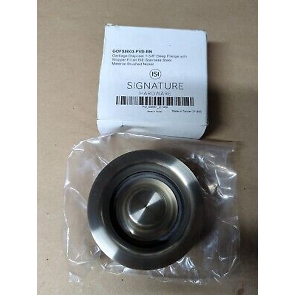 Signature Hardware Garbage Disposer Flange & Stopper Brushed nickel