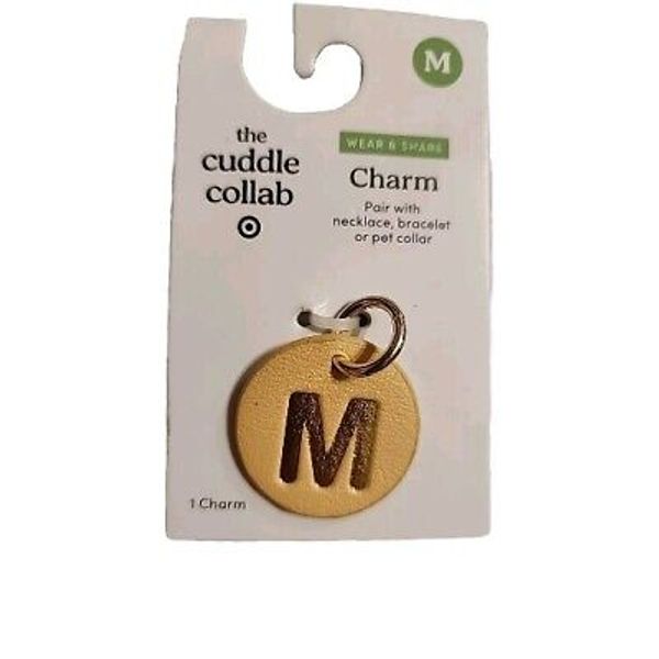 The Cuddle Collab Pet Charm; Gold "M", Beige Round Charm