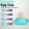 Flexzion Soft Boiled Egg Holder Set - 4-Piece Blue Ceramic Egg Cup, Stackable Egg Coddler Cups with Base for Serving, Breakfast, Brunch - Kitchen Table Decor, Blue